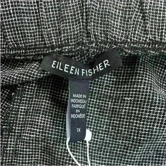 Eileen Fisher Tapered Ankle Pant In Black/ White Check Size 1X New With Tags! - Picture 8 of 10